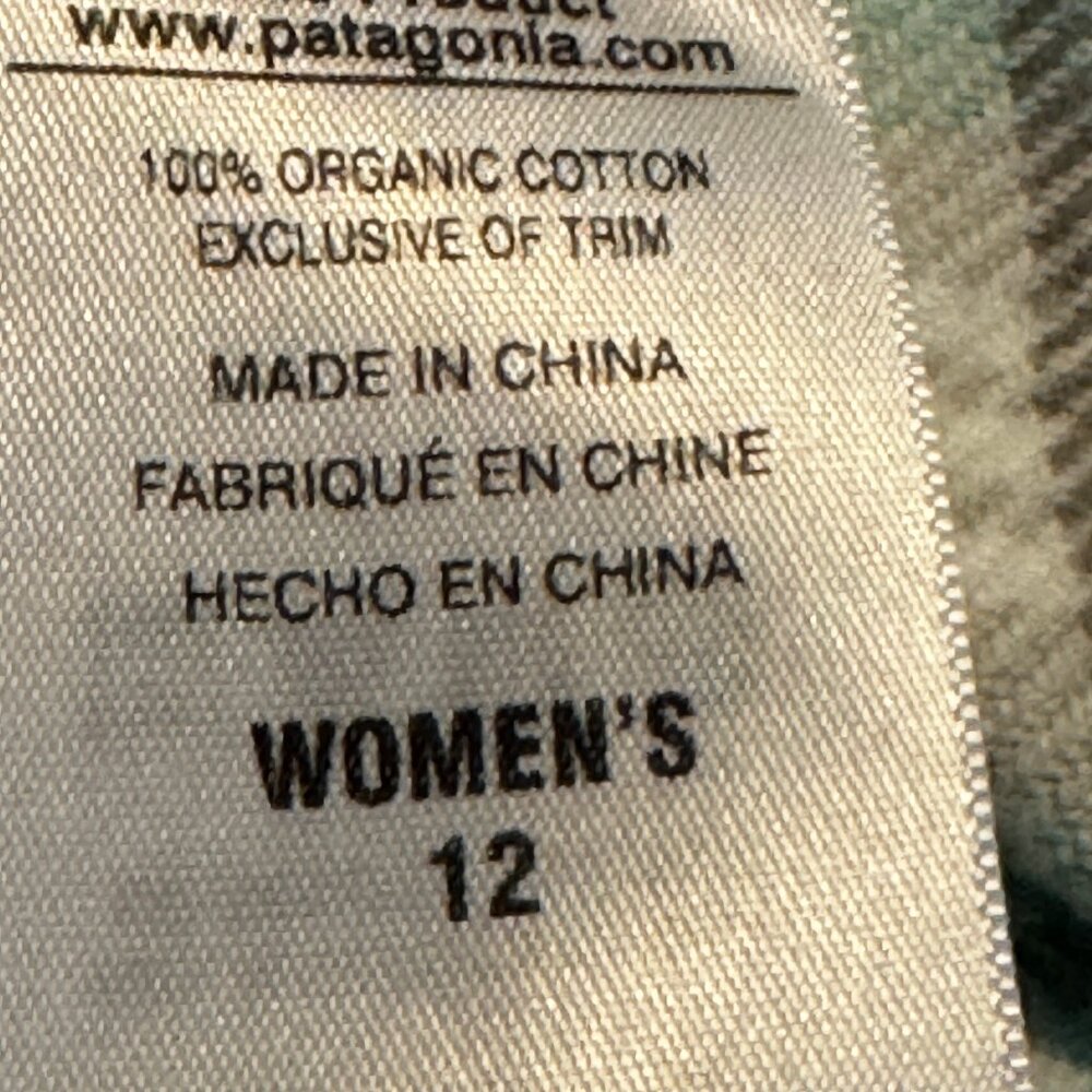 Like new PATAGONIA Fjord Organic Cotton Plaid Flannel Shirt in Mint & Gr… - Picture 7 of 11